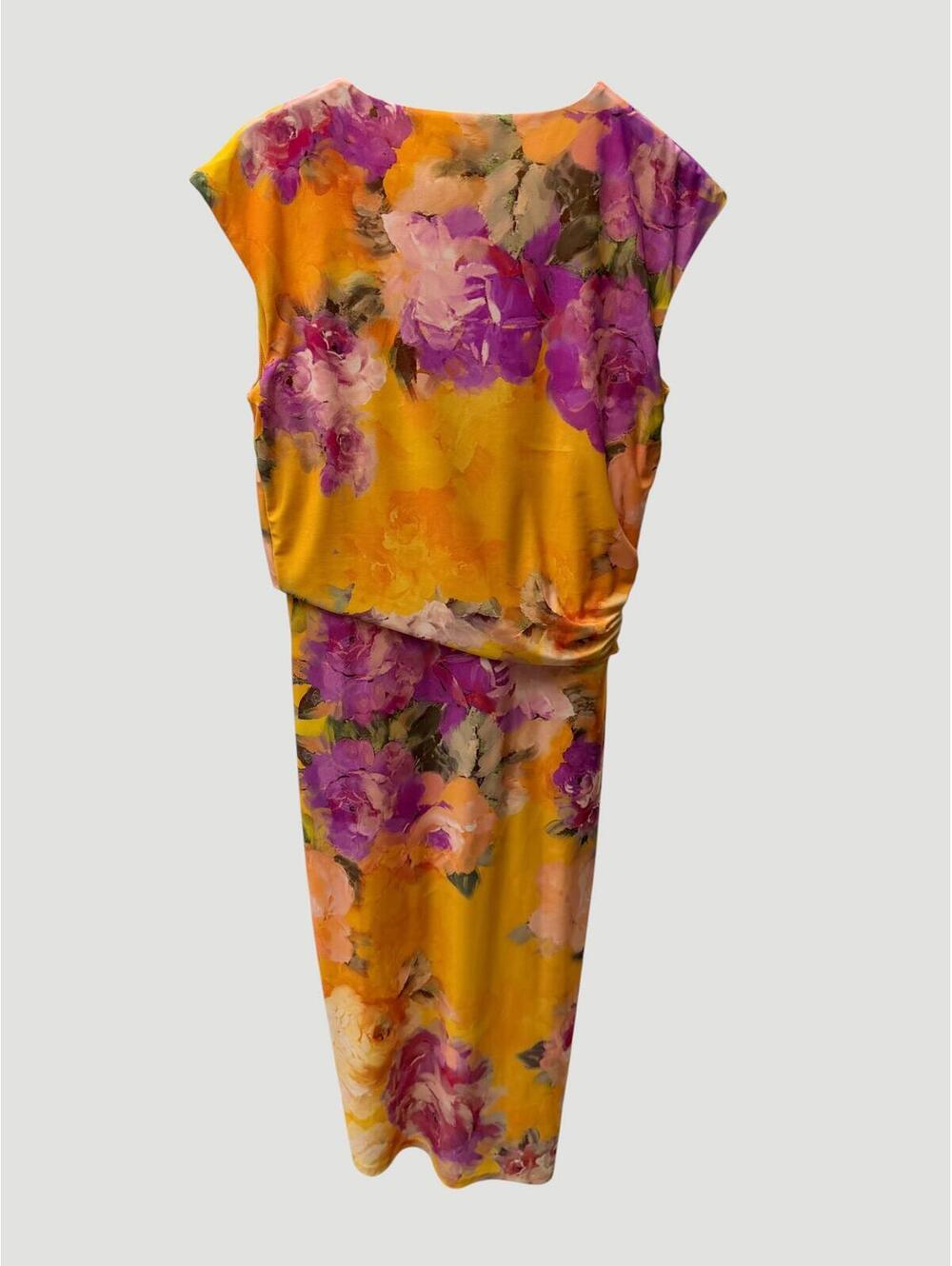 Express Yellow Floral Draped Midi Dress Size S - Picture 3 of 7